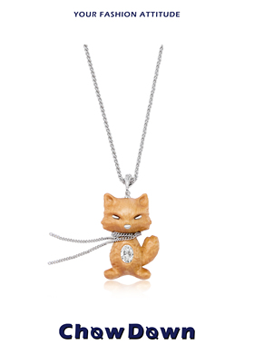 红瞳狐克斯天然崖柏木毛衣链