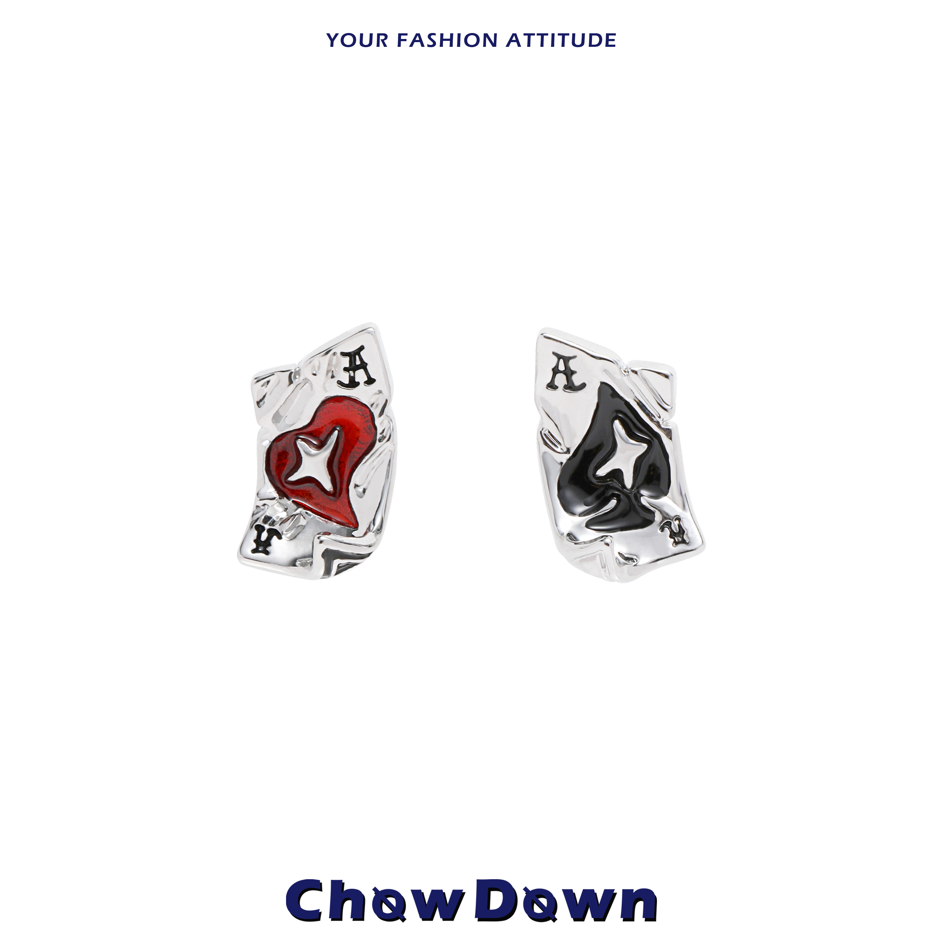 CHOWDOWN原创扑克牌金属耳钉