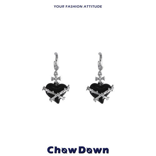 CHOWDOWN黑檀木C圈耳环