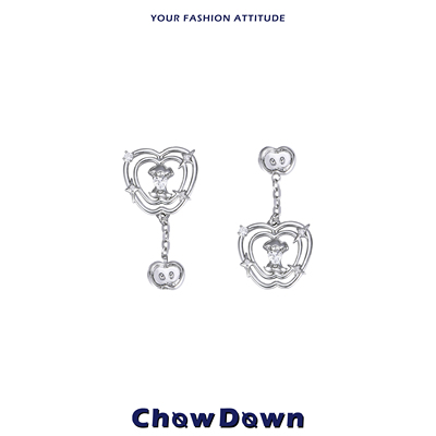 CHOWDOWN苹星镂影不对称耳环