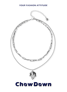 CHOWDOWN原创新款人像锁骨链中性冷淡风简约百搭小众个性金属项链