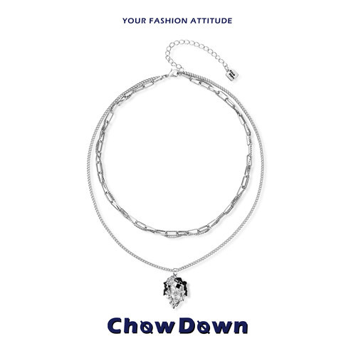 CHOWDOWN原创金属人像双层锁骨链