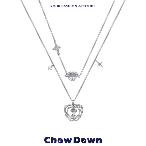 CHOWDOWN苹星镂影双层锁骨链