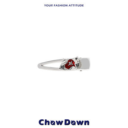 CHOWDOWN原创扑克牌女金属银色发夹刘海侧边夹爆款高级个性设计感