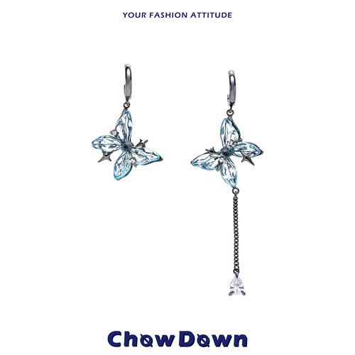 CHOWDOWN设计感蝴蝶不对称耳环