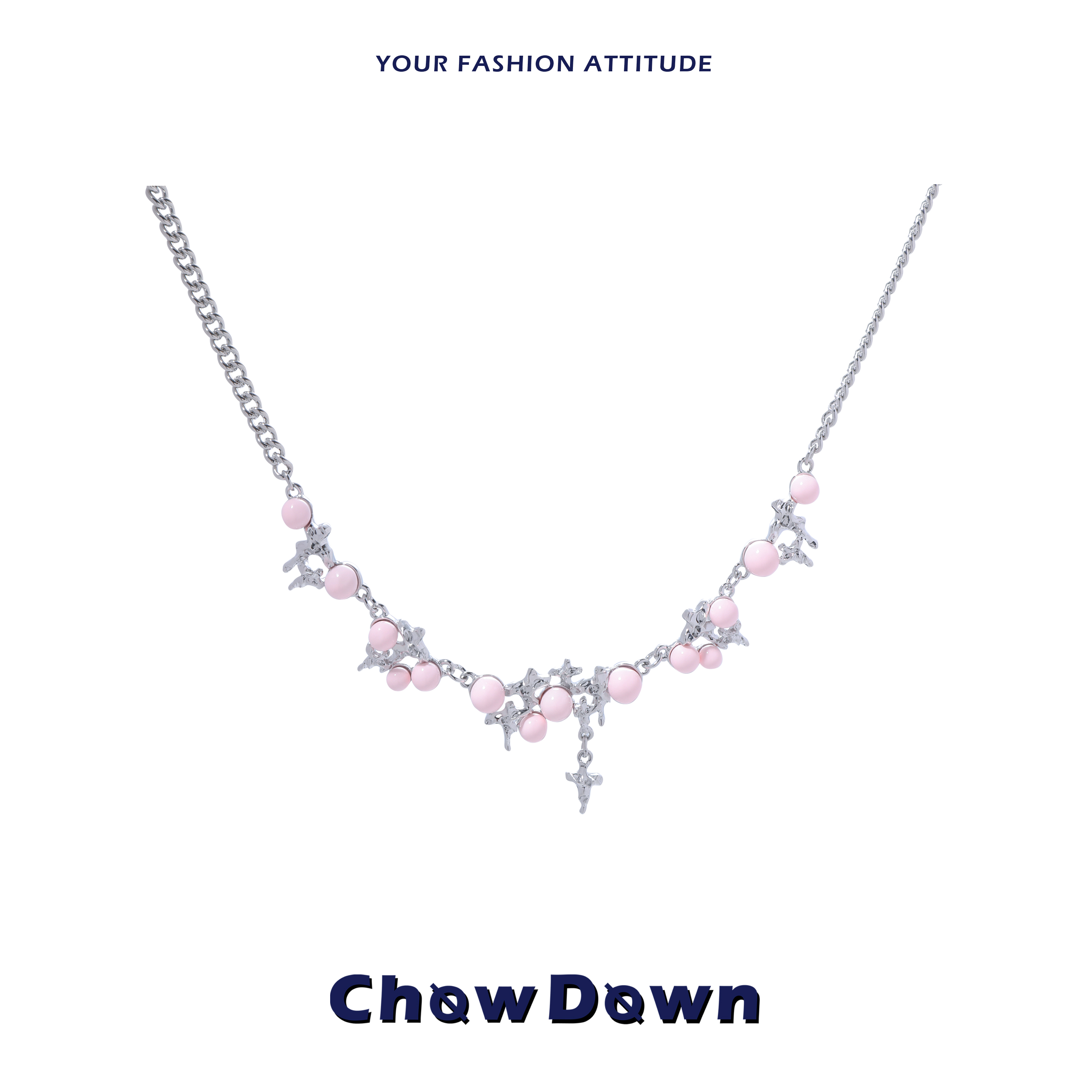 CHOWDOWN甜酷肌理感星芒锁骨链