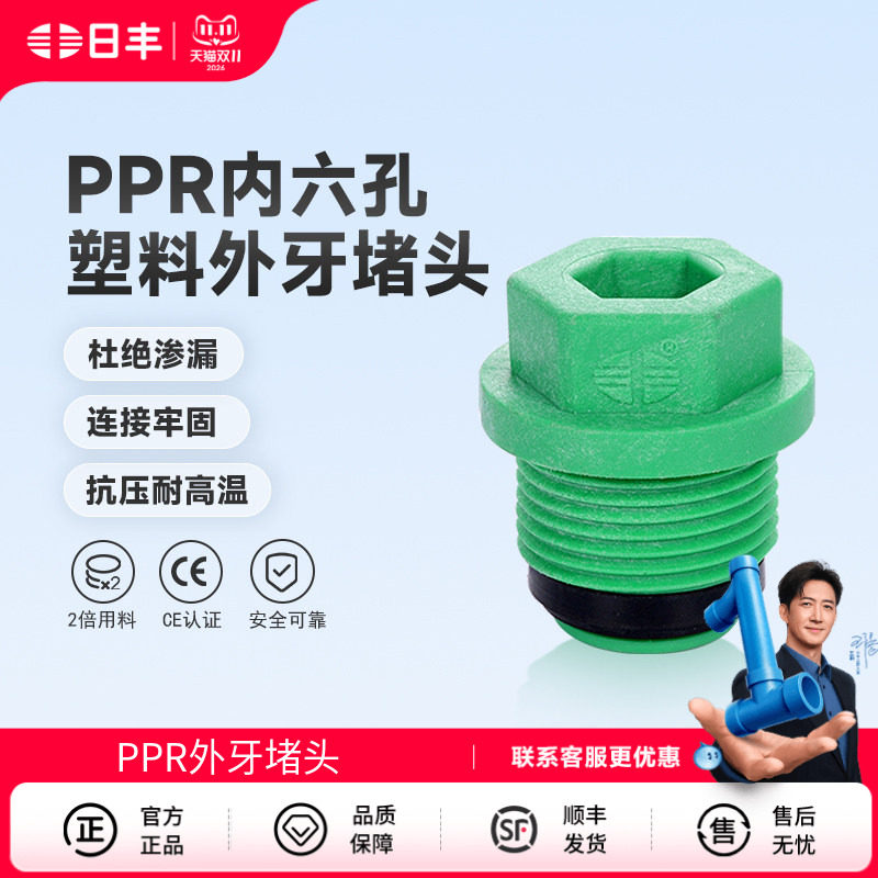 日丰管堵头ppr水管配件管帽4分20 6分25家用活接头冷热水管件外牙