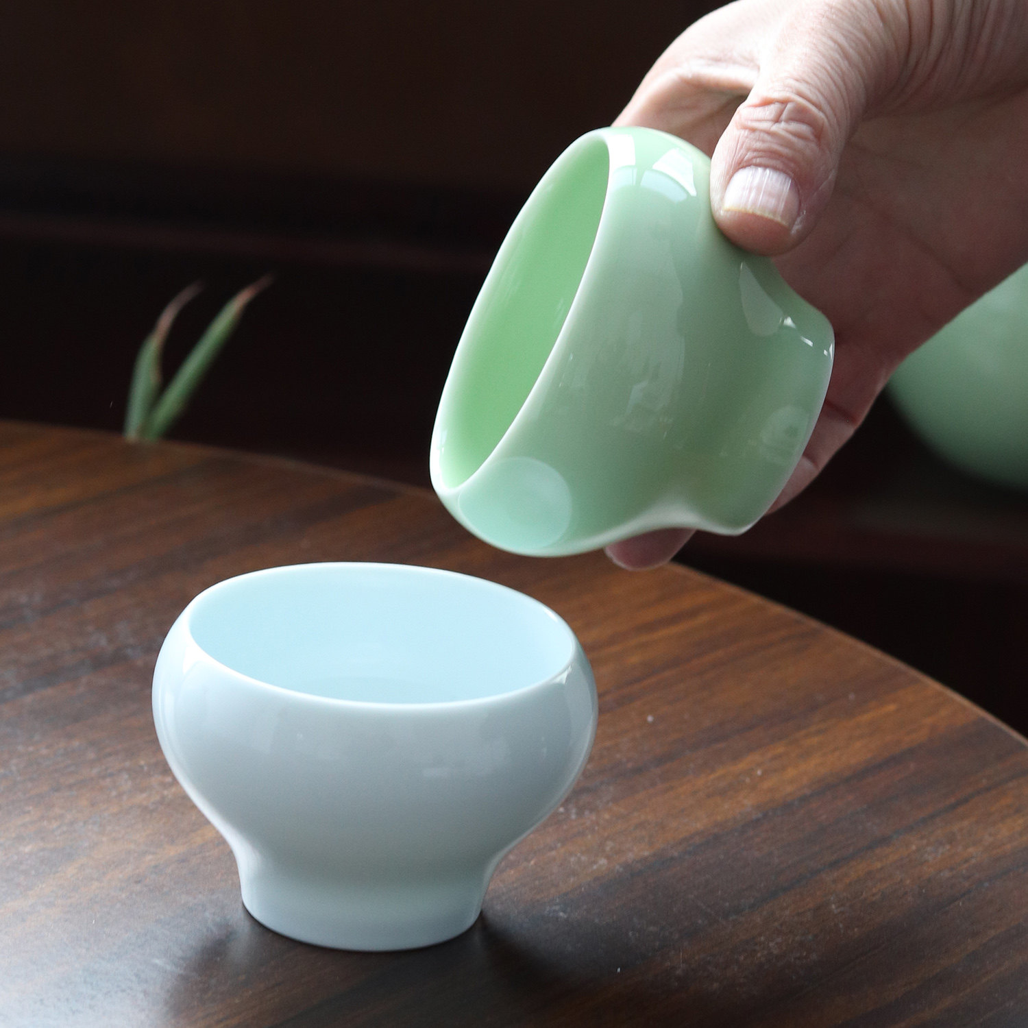 青瓷福禄白酒杯陶瓷单杯大容量个人专用酒盅茶杯葫芦杯中式主人杯