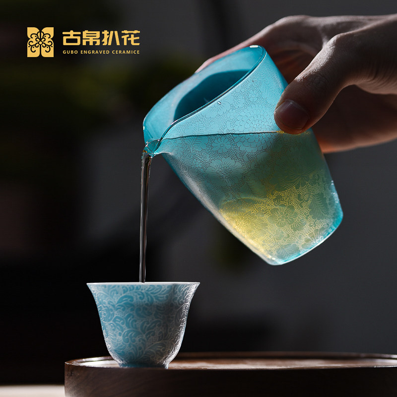 古帛扒花景德镇玻璃手工琉璃公道杯创意茶具分茶器茶配件高档礼盒,餐饮具,公道杯,淘宝优惠券,粉丝福利购,淘宝优惠卷