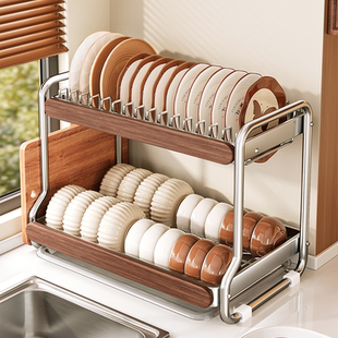 不锈钢碗碟收纳架多功能台面碗盘架放碗筷餐具厨房沥水碗架置物架