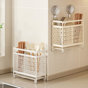 吸盘筷子收纳盒壁挂沥水勺子家用防霉收纳架厨房新款多功能筷子筒