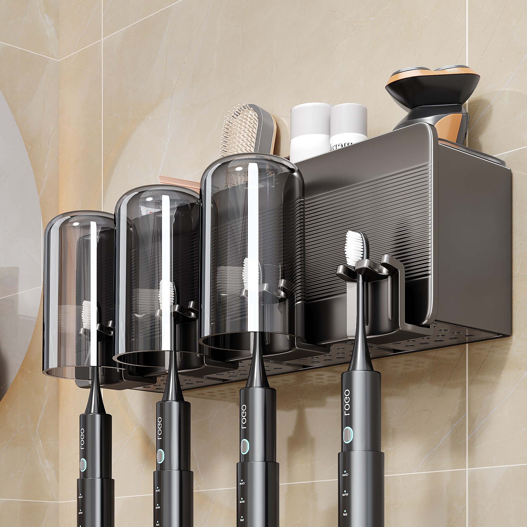 牙刷置物架免打孔刷牙杯漱口杯架子壁挂式家庭牙缸电动牙刷挂架,家庭/个人清洁工具,牙刷架/牙具座,淘宝优惠券,粉丝福利购,淘宝优惠卷