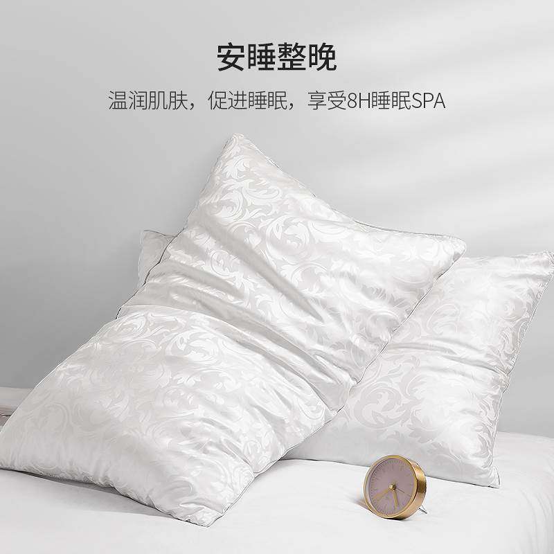 太湖雪蚕丝枕头单人带枕套护颈真丝枕芯一只装48×74cm专柜