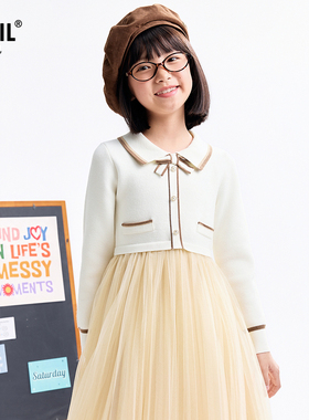 【商场同款】安奈儿童装女童长袖毛衣连衣裙2025秋新款AG533030