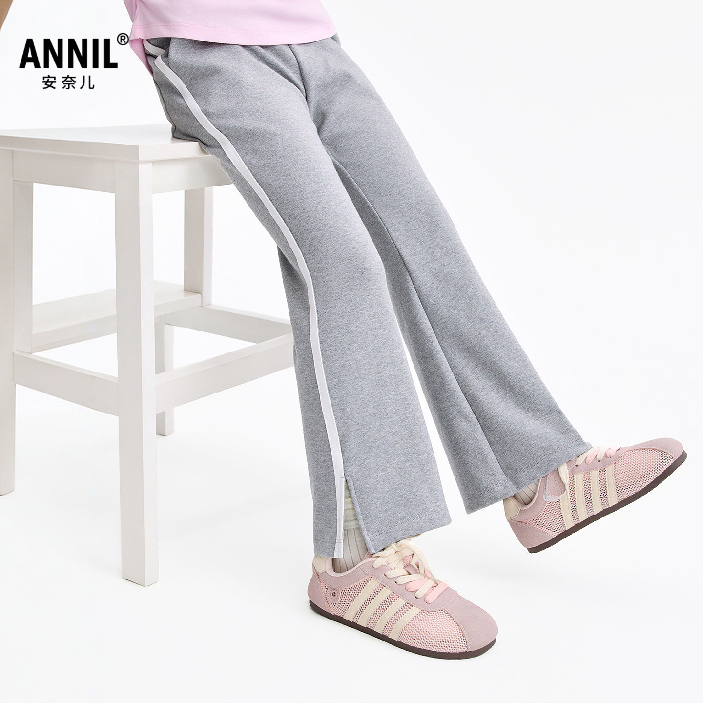 安奈儿童装女童休闲喇叭裤2026春开叉裤脚休闲裤绣花微喇运动裤,童装/婴儿装/亲子装,裤子,淘宝优惠券,粉丝福利购,淘宝优惠卷