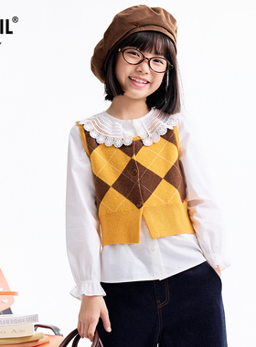 【商场同款】安奈儿童装女童毛衣针织背心2025秋新款保暖AG532001