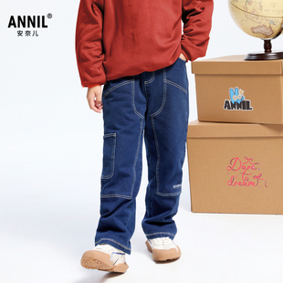 2024冬新款 男童梭织牛仔棉裤 安奈儿童装 AB446786 商场同款