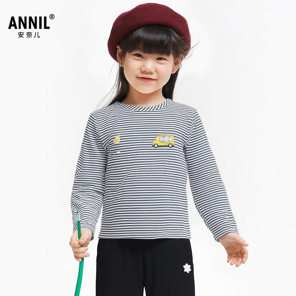 安奈儿童装男女童长袖针织衫2025秋新款