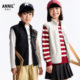 安奈儿童装 男女童摇粒绒立领马甲2025秋冬双面绒感拼接口袋内搭