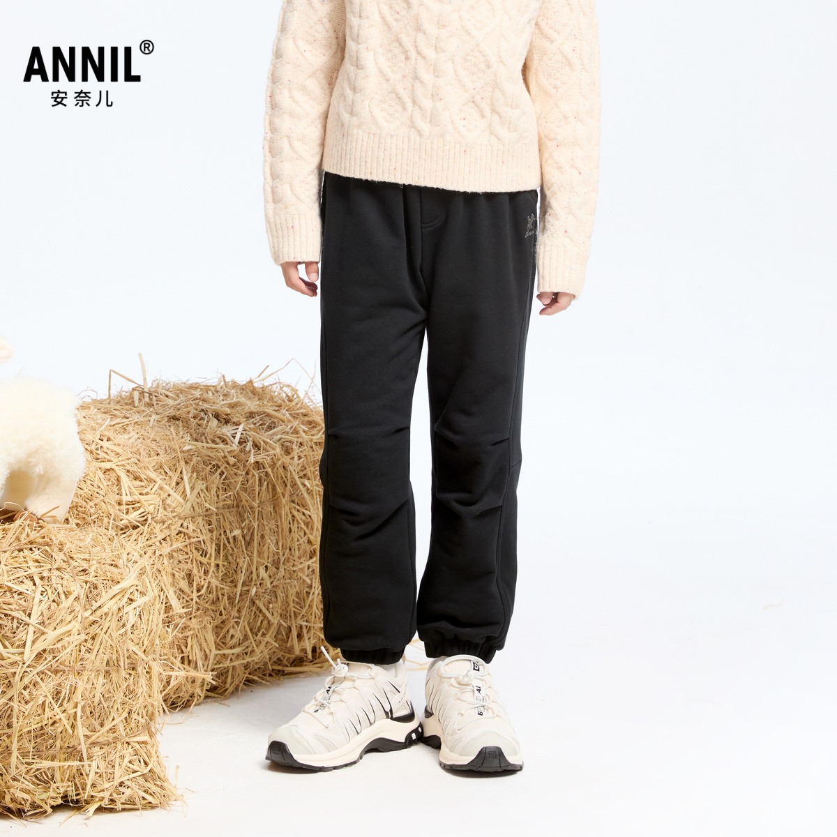 【商场同款】安奈儿童装女童针织长裤2024冬新款束脚裤子AG446816