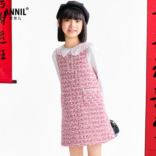 【商场同款新年红】安奈儿童装女童无袖礼裙2026春小香风马年礼物