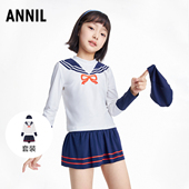 女童分体泳衣套装 2023夏季 新款 安奈儿童装 海军风女孩沙滩游泳泳装