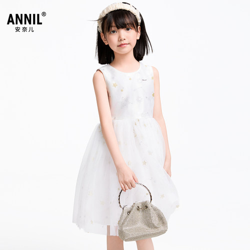 【商场同款】安奈儿童装女童无袖礼裙2025夏新款公主裙子AG523552