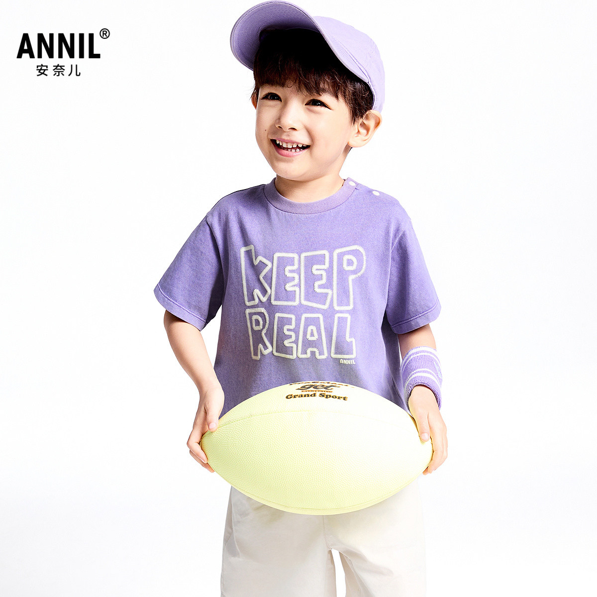 【商场同款】安奈儿童装男童圆领短袖T恤2025夏新款纯棉吸湿排汗