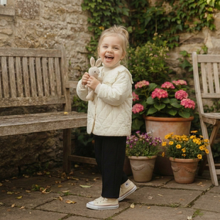 女童棉服2026新款冬装洋气儿童法式蕾丝花边菱格夹棉外套宝宝棉衣