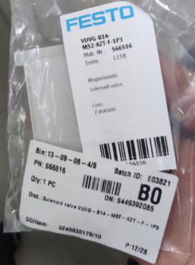 FESTO 费斯托 电磁阀566516 VUVG-B14-M52-AZT-F-1P3