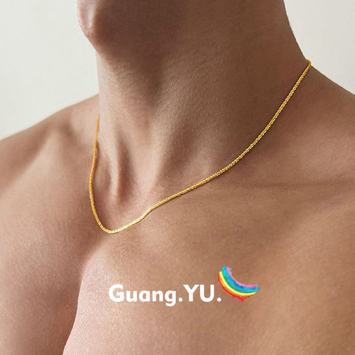 GuangYu纯银满天星闪光金色项链