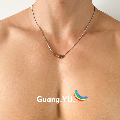 GuangYu金银拼色圆珠蛇骨链气质