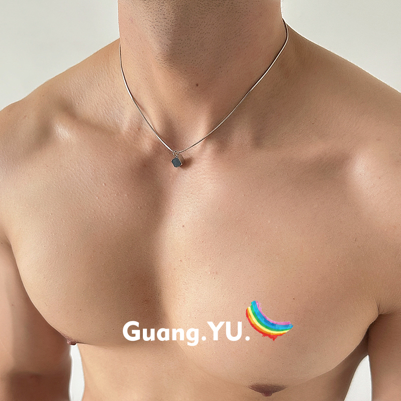 GuangYu金属方块吊坠蛇骨项链男