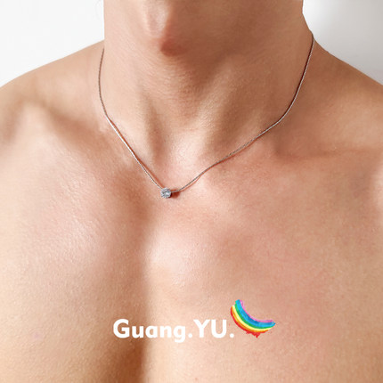 GuangYu极简六爪锆石钛钢项链男女冷淡风精致百搭锁骨链镶钻配饰