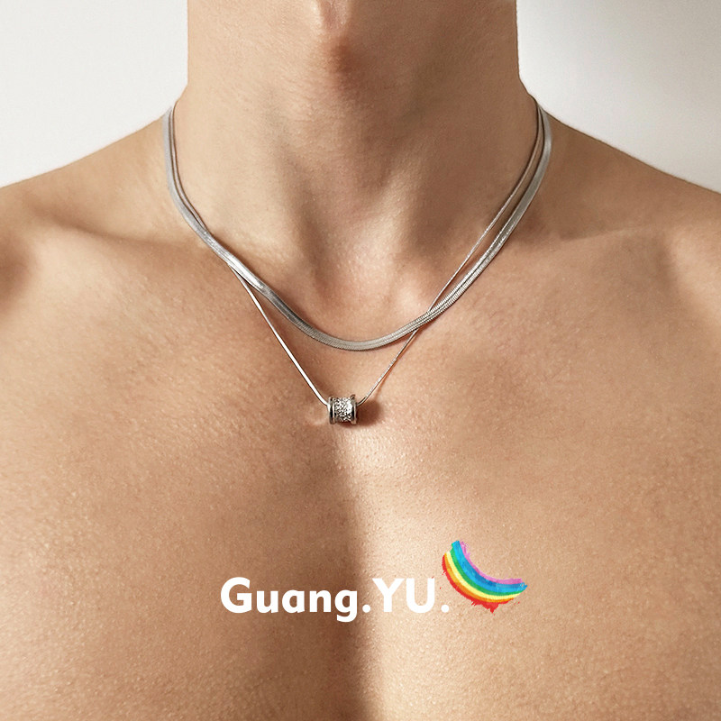 GuangYu双层叠戴小蛮腰刀片项链图片