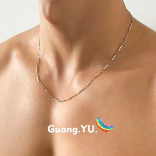 GuangYu简约关节链钛钢项链男款冷淡风不掉色小众配饰素链锁骨链