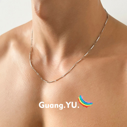 GuangYu简约关节链钛钢项链素链