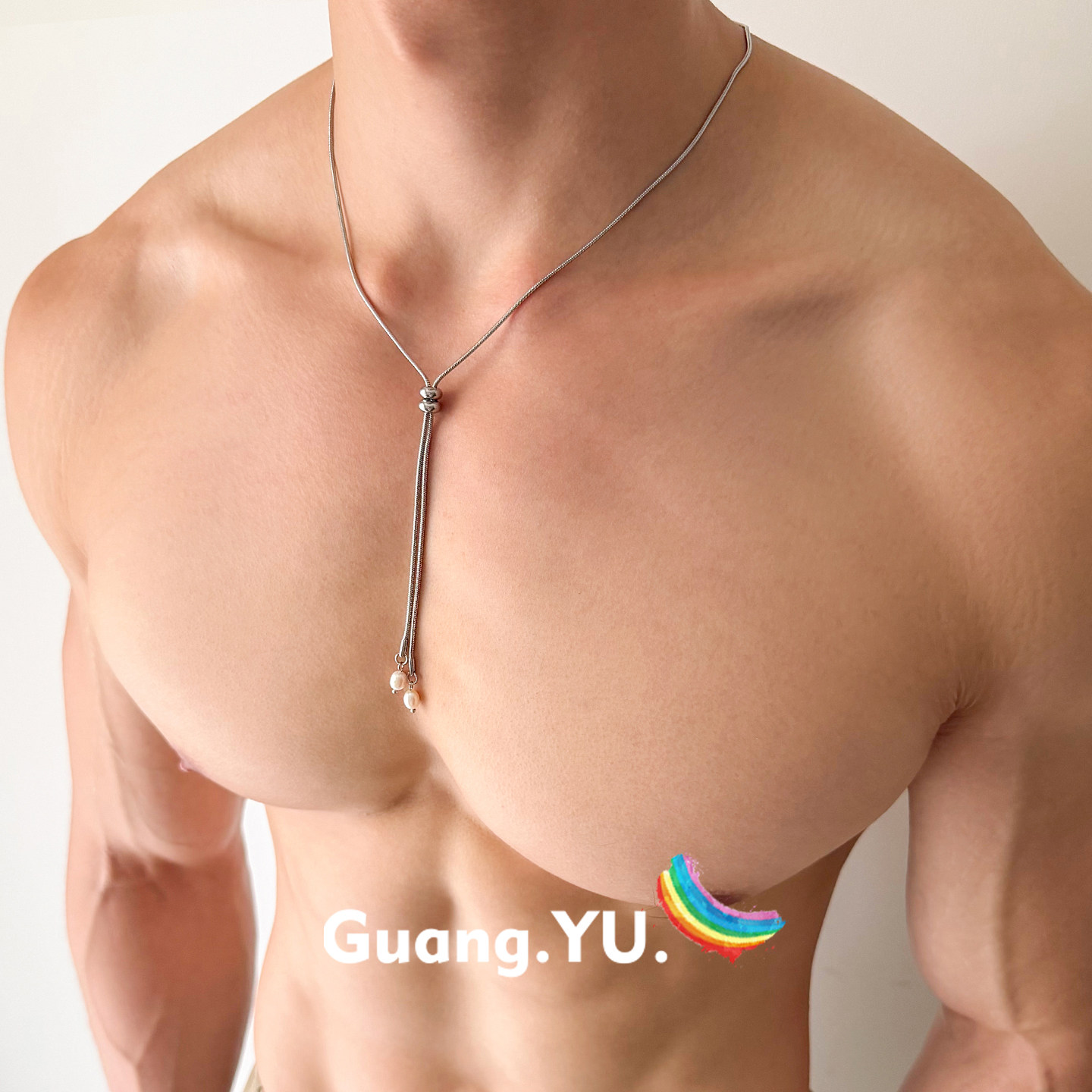 GuangYu抽拉式小米粒珍珠项链男女长款轻奢小众简约可调节毛衣链