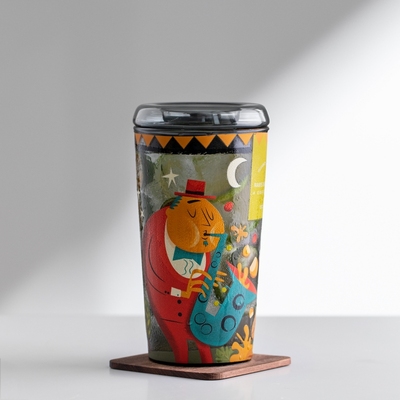 卡通玻璃吸管杯耐热果汁冷饮水杯