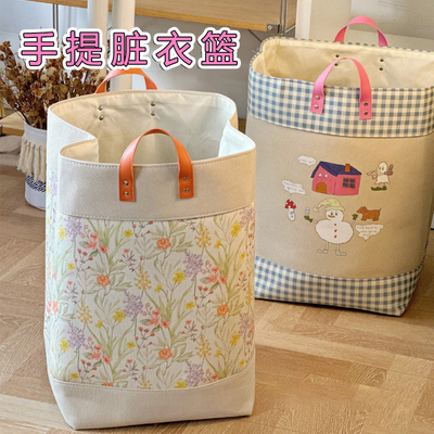 家用可折叠脏衣篮大容量衣物换洗衣服收纳筐简约复古手提收纳桶