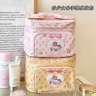 大容量化妆包多功能便携手提洗漱包卡通印花收纳包高颜旅行收纳袋