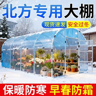 大棚温室保暖棚支架拱杆骨架钢管阳光房花卉养殖种植简易防风高清