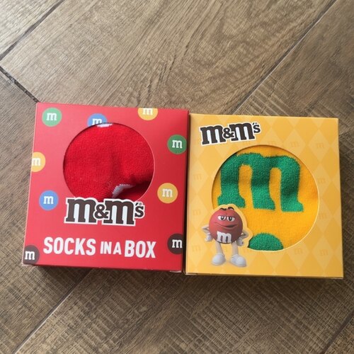 全新m&m巧克力豆赠品新年红中筒袜棉袜