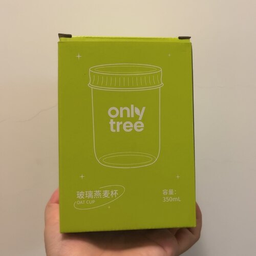 全新onlytree玻璃燕麦杯350ml酸奶杯带勺子透明水杯便携食品碗