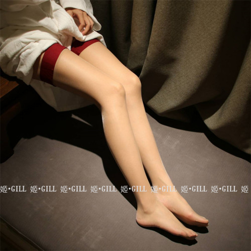 gill红色丝袜女过膝透明长筒大腿