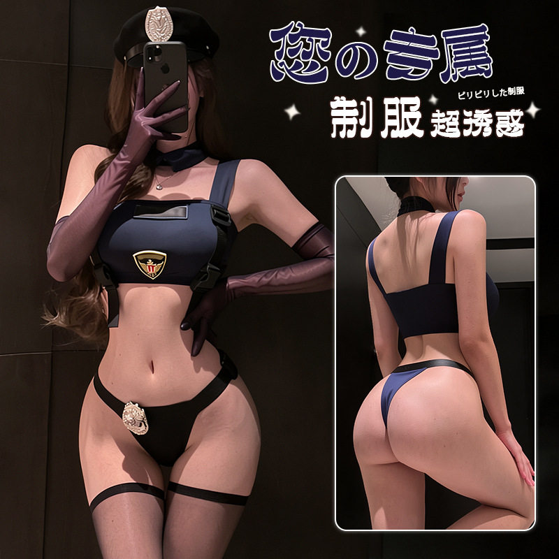 姬GILL内衣甜辣教官cos制服分体式套装长筒黑丝性感调情睡衣纯欲