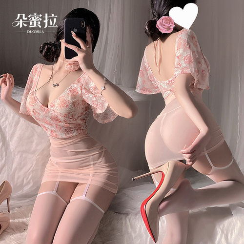姬GILL性感蕾丝花阙内衣新款女情调连衣裙紧身套装包臀纯欲透视睡