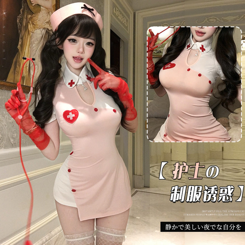 姬GILL性感甜美辣妹包臀裙护士套装制服诱惑纯欲风睡衣白丝套装女