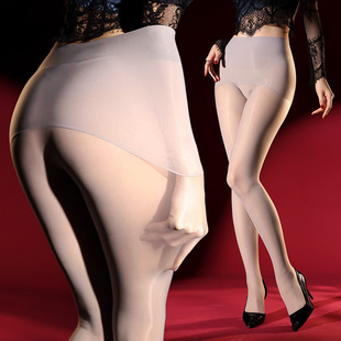 姬GILL无缝丝袜360马油袜大码油光丝袜黑丝白色油亮水光袜男丝袜