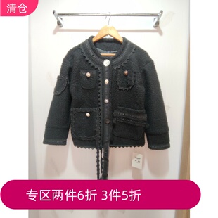 秋冬女款小香风外套仿皮草毛呢外套